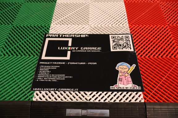 Poster on a colorful background with a QR code and cartoon character.