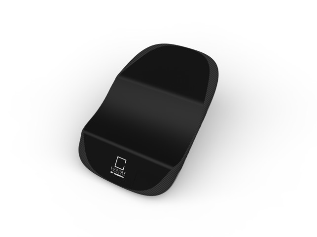 Cuscini per Prevenire l'Ovalizzazione dei Pneumatici Sleek black wireless charging pad with a minimalist design.