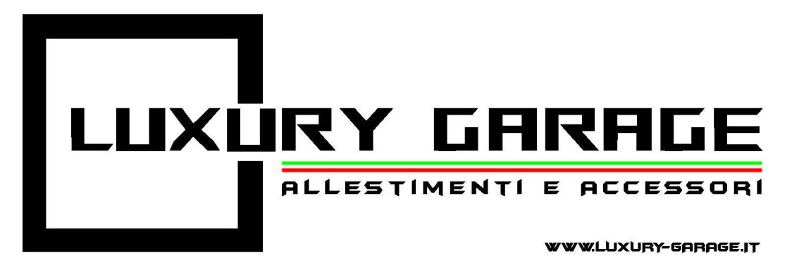 Logo di Luxury Garage con testo riguardante allestimenti e accessori.